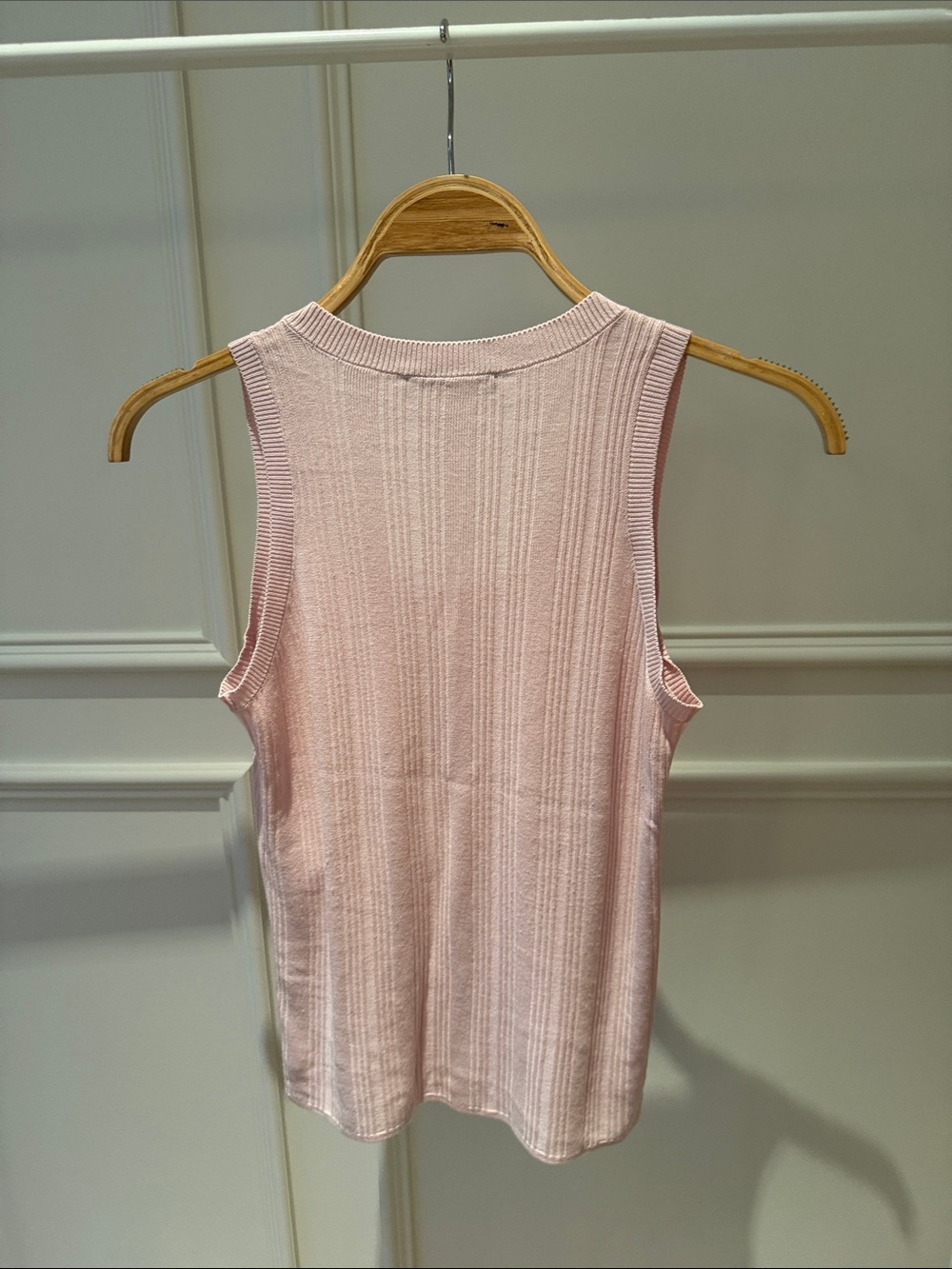 Weekend Max Mara Light Pink Ribbed Scoop Neck Tank - Picture 2 of 3